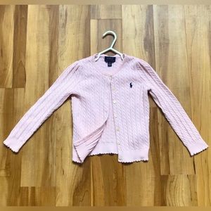 Polo by Ralph Lauren Girls Pink Cable-knit Cardigan size 6